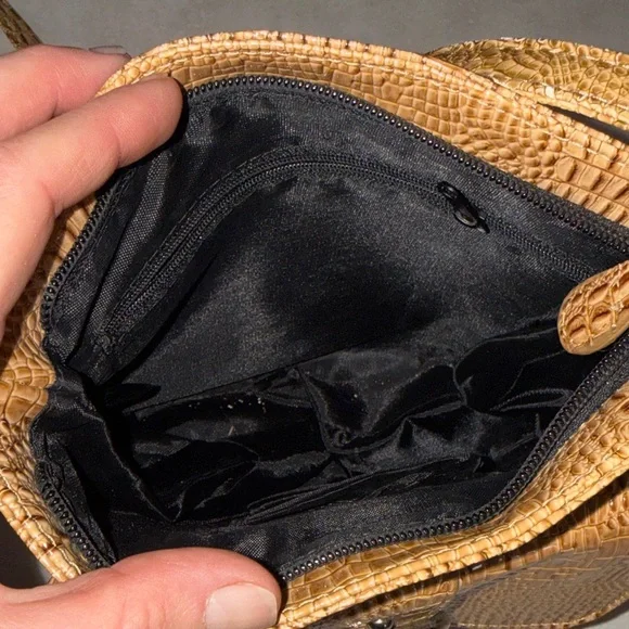 Unlisted by Kenneth Cole Tan Croc-Embossed Crossbody Bag - Picture 3 of 8